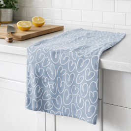 Modern Blue Heart Kökshandduk