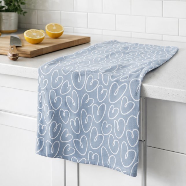Modern Blue Heart Kökshandduk (Skapare uppladdad)