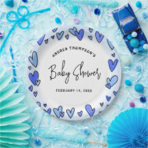 Modern Blue Hearts Valentine Baby Shower