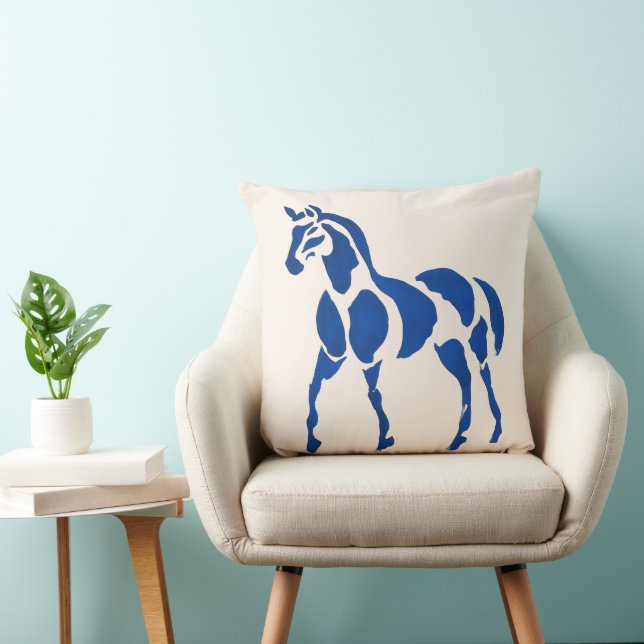 Modern Blue Horse Equestrian Home Decor Kudde (Stol)