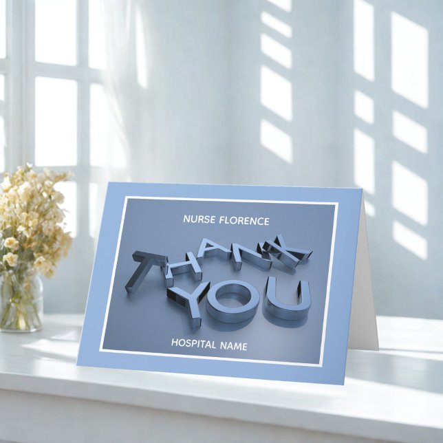 Modern Blue Hospital Nurse - tackkort (Thank your Nurse or Doctor with this thank you card. Just add your message)