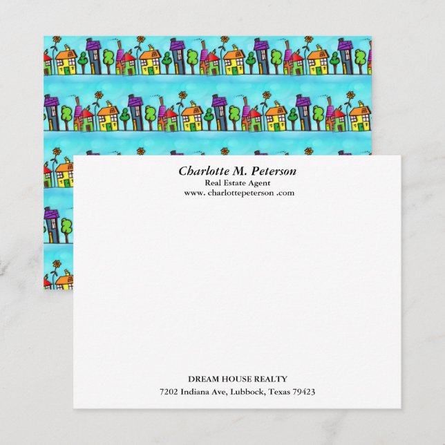 Modern Blue House Real Gods Agent Anteckningskort (Fram/baksida)