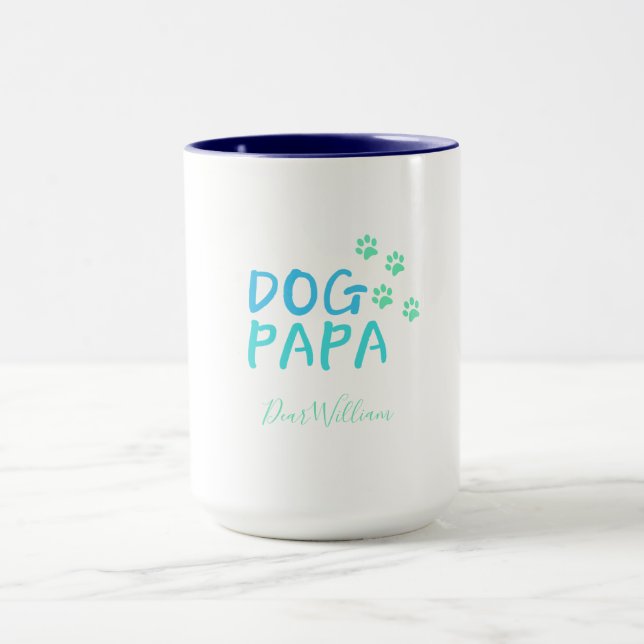 Modern Blue Hund Pappa Mugg (Center)