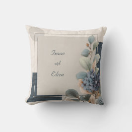 Modern Blue Hydrangea Botanical Geometric Bröllop Kudde