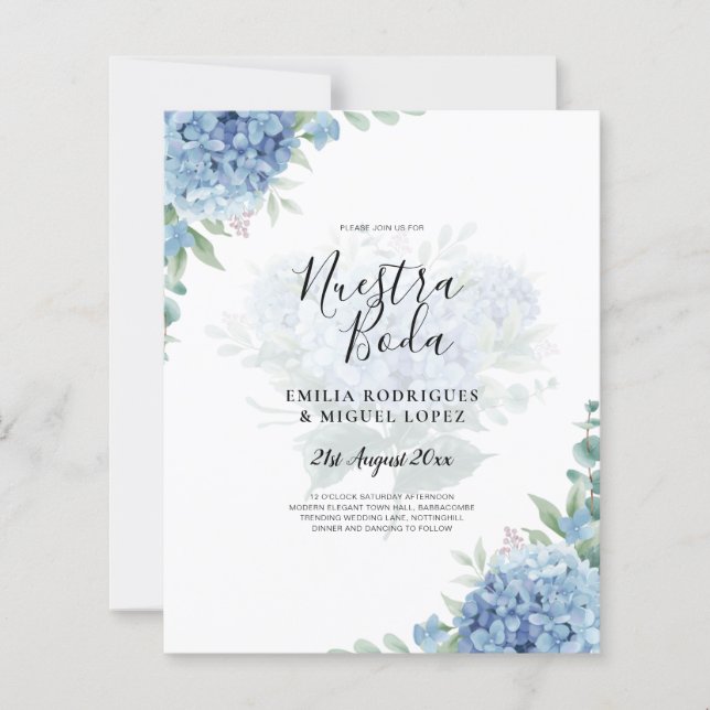 Modern Blue Hydrangea Wedding-kod QR (Framsida)