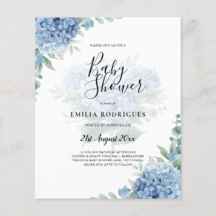Modern Blue Hydrangea Wedding-kod QR Flygblad