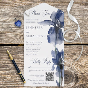 Modern Blue Iris Flower QR-kod