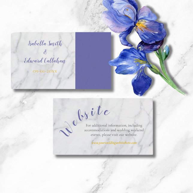 Modern Blue Irises Blommigt Bouquet Bröllop webbpl Tilläggskort (Skapare uppladdad)
