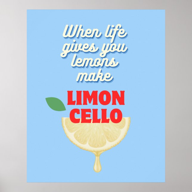 Modern Blue Italio Limoncello Kitchen Pub Poster (Framsidan)