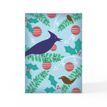 Modern Blue Jay Lycklig Helgdag Card