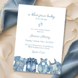 Modern Blue Jean Baby är på väg att bli babyskor Inbjudningar