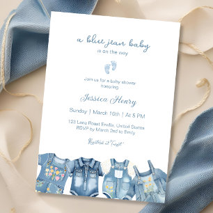 Modern Blue Jean Baby är på väg att bli babyskor Inbjudningar