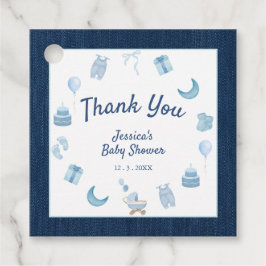 Modern Blue Jean Baby Denim Baby Shower Gåvor Etiketter