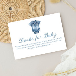 Modern Blue Jean Baby Denim Bokar for Baby Shower Tilläggskort