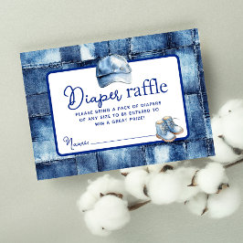 Modern Blue Jean Baby Denim Themed Diaper Raffle Tilläggskort