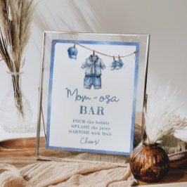 Modern Blue Jean Baby Shower Momosa Pub Poster