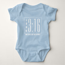 Modern Blue John 3:16 Christian Baby Bodykostym