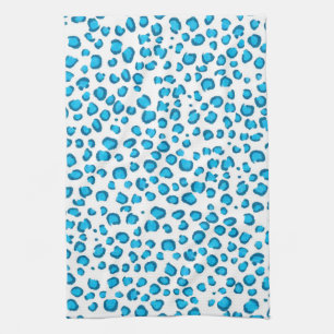 Modern Blue Leopard Mönster Animal Print Kökshandduk