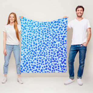 Modern Blue Lila Leopard Animal Print Mönster Fleecefilt