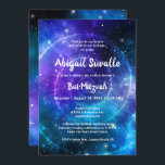 Modern Blue Lila Watercolor Galaxy Bat mitzvah Inbjudningar<br><div class="desc">Om du tittar för coola-galaxi-teman bat mitzvah party-idéer för firande finns det en DIY-mall för elegant som lätt kan vara personlig med namn, händelseinformation och osa information. Den unika universum-designen av konstnären Raphaela Wilson har en vacker virrvarr av royal blå, ultraviolett lila, turkos och lätt tealvattenfärg för att skapa ett...</div>