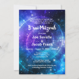 Modern Blue Lila Watercolor Galaxy B'nai Mitzvah Inbjudningar
