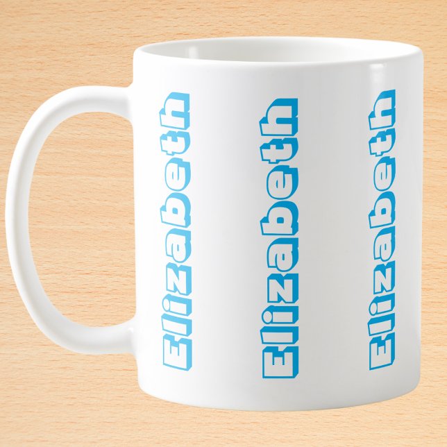 Modern Blue Lodrät Namn Personlig Kaffemugg (Skapare uppladdad)