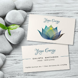 Modern Blue Lotus Flower Art Elegant Unique Yoga Visitkort