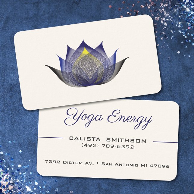 Modern Blue Lotus Flower-Elegant, unik Yoga Visitkort (Skapare uppladdad)