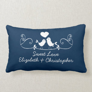 Modern Blue Love birds Personlig Dekorativ kudde