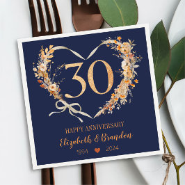 Modern Blue Lycklig 30-årsdagen för Bröllop Napkin Pappersservett