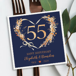 Modern Blue Lycklig 55-årsjubileum Bröllop Napkins Pappersservett