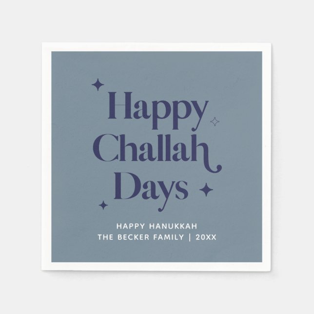 Modern Blue Lycklig Challah Days Hanukkah Pappersservett (Framsidan)