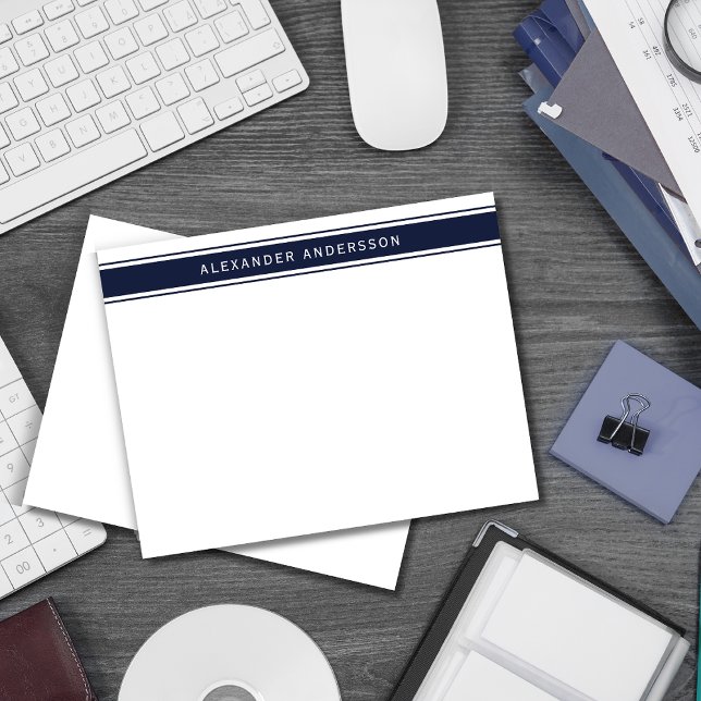 Modern Blue Manar Personlig Note Card Anteckningskort (Skapare uppladdad)