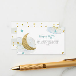 Modern Blue Måne Diaper Raffle Tilläggskort