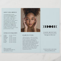 Modern Blue Måne Phases Elegant Tri-fold Brochure
