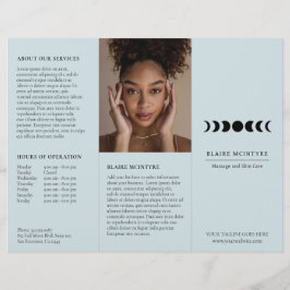 Modern Blue Måne Phases Elegant Tri-fold Brochure