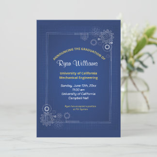 Modern Blue Mechanical Ingenjör Studentfest Inbjudningar