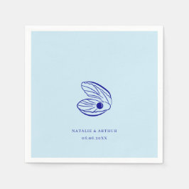 Modern Blue Mediterranean Snäcka Bröllop Napkins Pappersservett