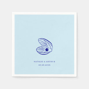 Modern Blue Mediterranean Snäcka Bröllop Napkins Pappersservett