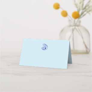 Modern Blue Mediterranean Snäcka Bröllop Place Car Placeringskort