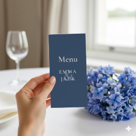 Modern Blue Minimalist Elegant Serif bröllop Meny