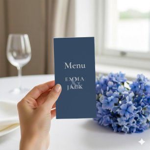 Modern Blue Minimalist Elegant Serif bröllop Meny