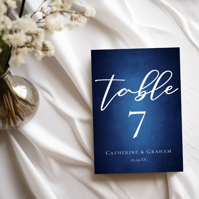 Modern Blue Minimalist Evening Bröllop Bordsnummer (Skapare uppladdad)
