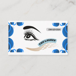 Modern Blue Minimalist Eye Illustration Lash Visitkort