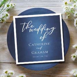 Modern Blue Minimalist Waterfront Evening Bröllop Pappersservett