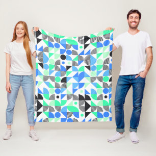 Modern Blue Mint Geometric Fleecefilt