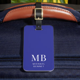 Modern Blue Monogram Bagagebricka