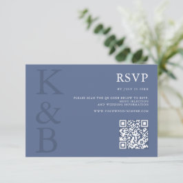 Modern Blue Monogram Minimalist Wedding OSA Kort