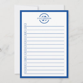 Modern Blue Monogram Name To Do List Inbjudningar