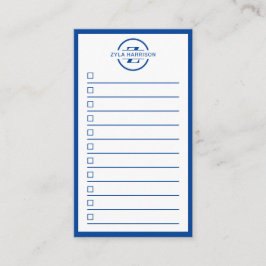 Modern Blue Monogram Name To Do List Visitkort